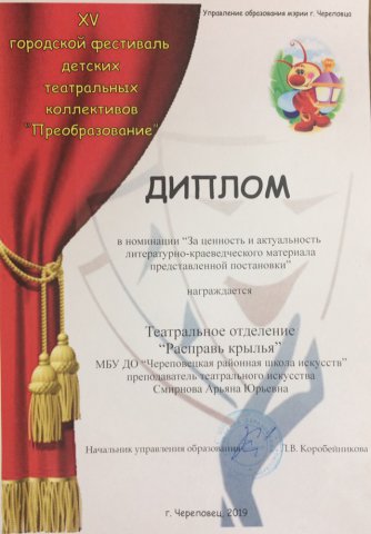 15 городской фестиваль театральных коллективов "Преобразование"