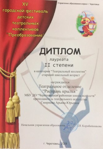 15 городской фестиваль театральных коллективов "Преобразование"