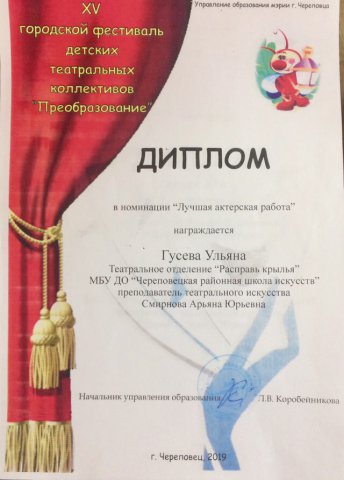 15 городской фестиваль театральных коллективов "Преобразование"